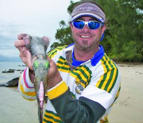 This squid was taken on an Ecogear jig near Dunwich, Stradbroke Island, and new years day.